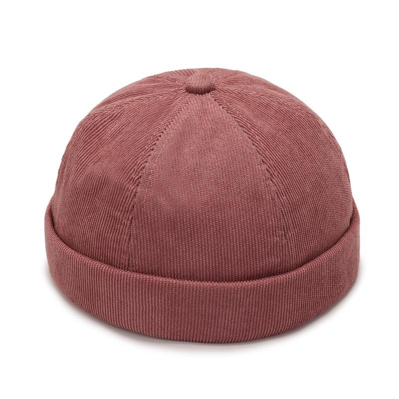 Sommer Vintage Baumwolle Schirmlose Skull Cap Beanie Mütze Tragbar Hip Hop Hüte Herren Damen Docker Mützen Einfarbige Kuppelmützen 2023 rosa