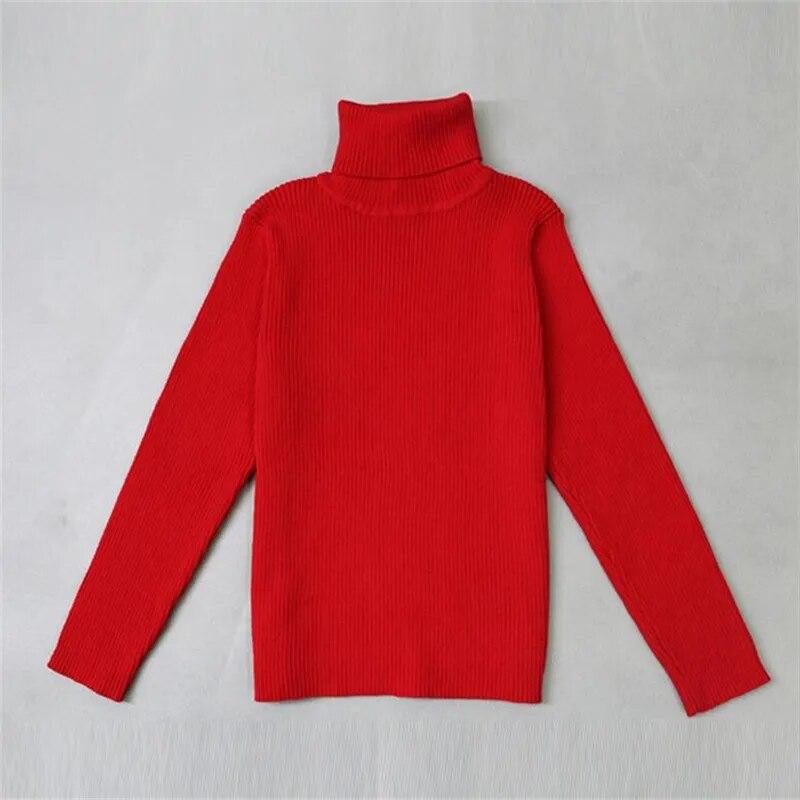 Herbst Winter Kinder Jungen Mädchen Rollkragen Pullover Pullover Gestrickte Pullover Kinder Kleidung 80 rot