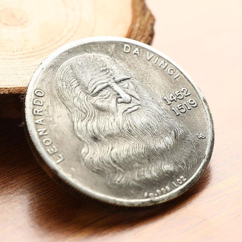 1452–1519 Da Vinci-Münze, handgefertigte Silbermünze, Gedenk-Sammlungsmünze 3.5*3.5*0.2cm