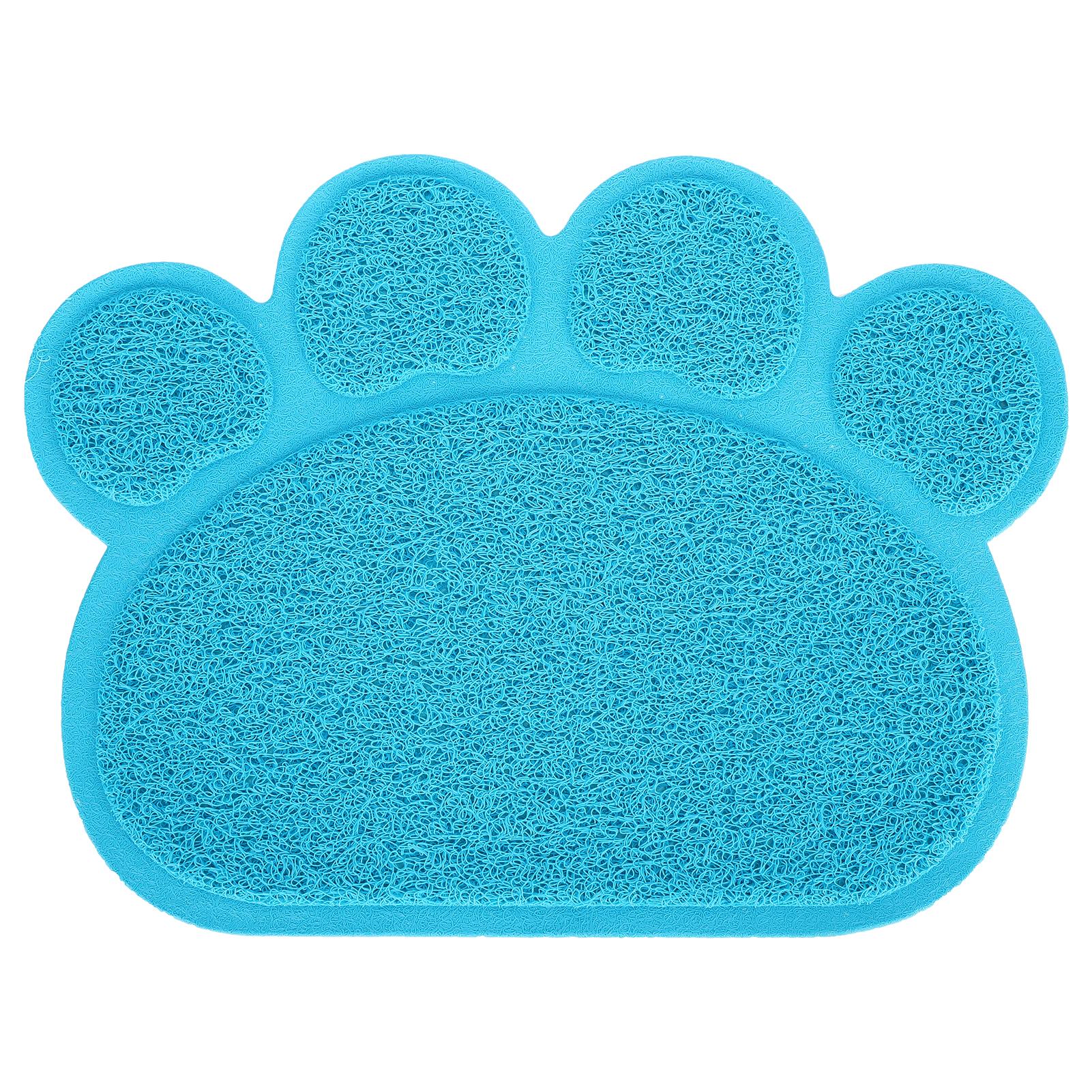 PVC-Katzenstreu-Matte, wasserdicht, rutschfest, Pfotenform, Futternapf, Tischset, Heimtierbedarf(Grüne Pfote blau