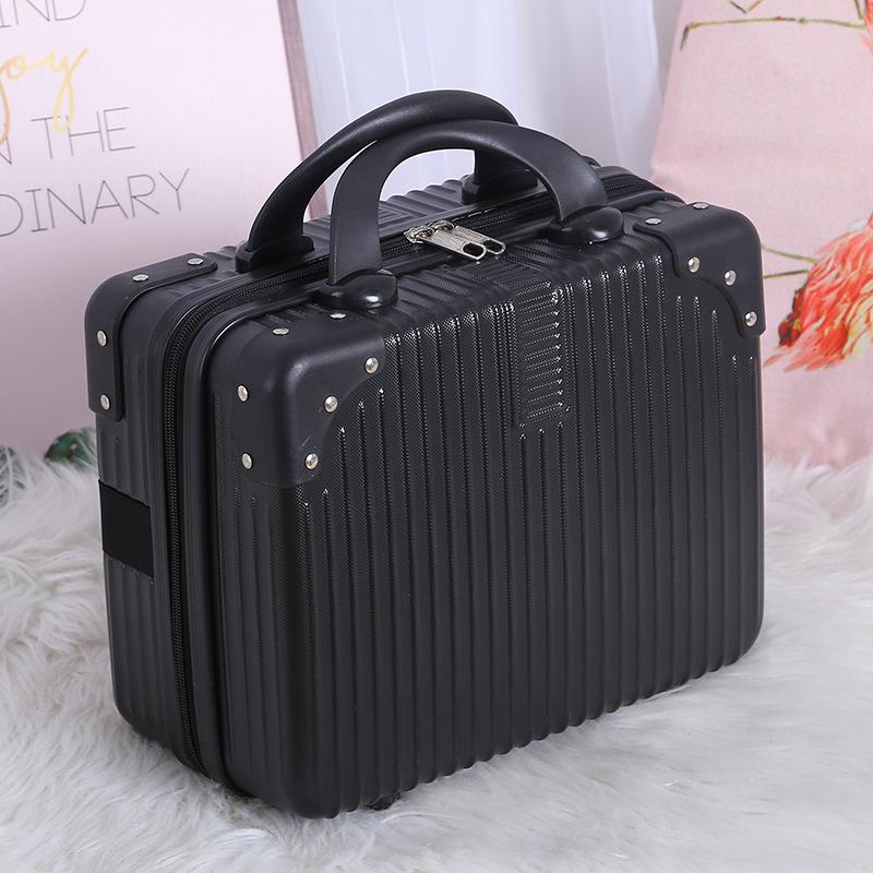 14 Zoll Mini Reisekoffer Kosmetikbox Handgepäck Organizer Make-up-Koffer Kleine Passwortbox Boarding Case für Frauen Mädchen schwarz