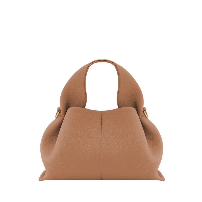 Französische Poleno Wolken Tasche Damen Tasche Nische High-End Gefühl Schräg über die Schulter Handtasche Damenmode Falten Knödel Tasche 23.5*13.5*14cm kamelfarben