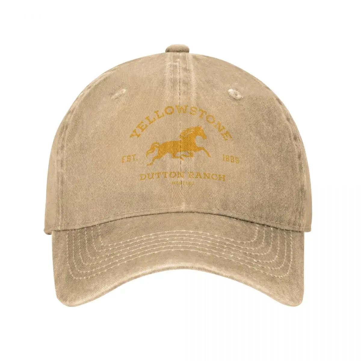 Yellowstones Dutton Ranch Herren Damen Baseballkappe Pferd Distressed Gewaschene Kappen Hut Vintage Outdoor-Aktivitäten Snapback-Hut Adjustable khaki