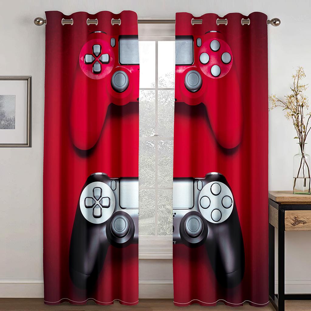 Günstige Moderne Videospiele Kinder 2 Stück Kostenloser Versand Luxuriöse Kindergardinen für Wohnzimmer Schlafzimmer Dekoration im Angebot 100W130H(CM)40x51in&Grommet Top licht grau
