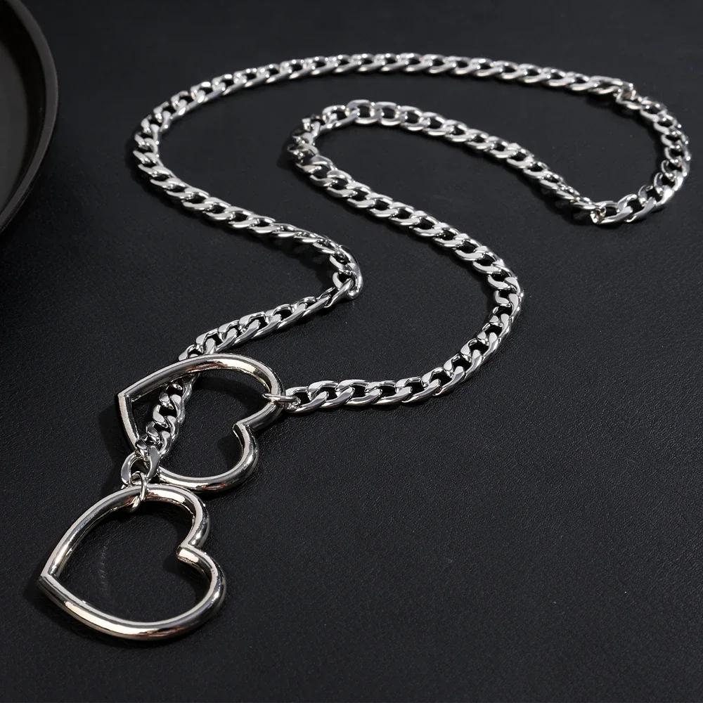 Edelstahl Herz Halskette Sommer Damen Mädchen Retro Punk Silber Farbe Halskette Elegant Vielseitig Halskette Mode Accessoire black