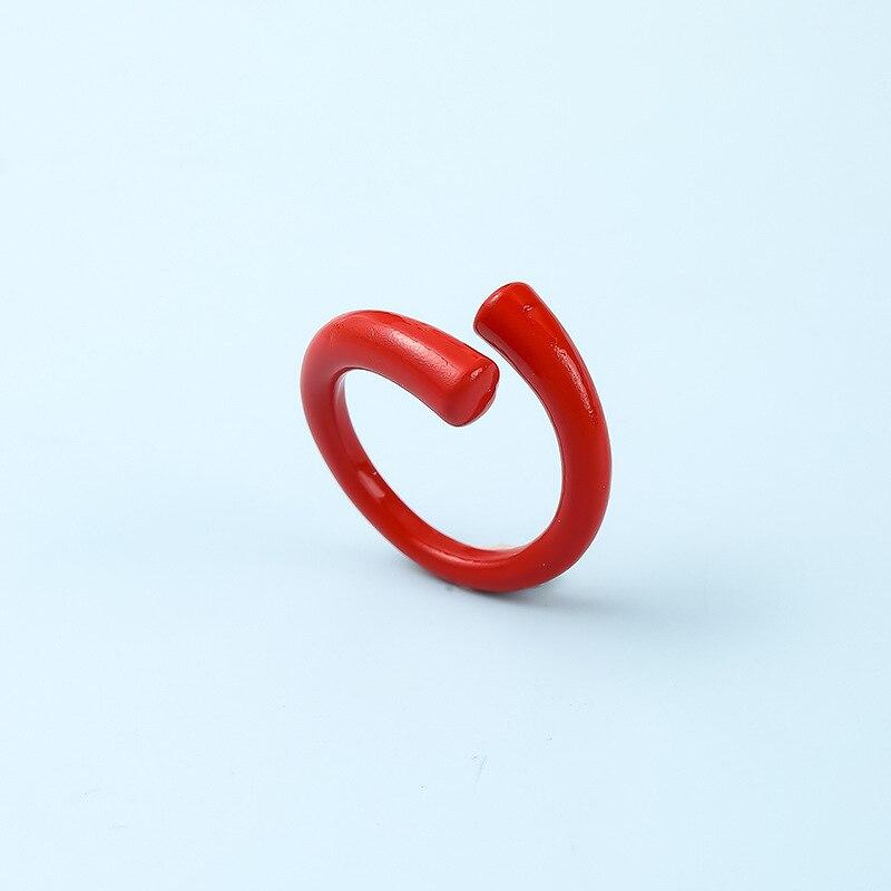 Vintage Punk Multi Color Fingerring Bagues Modeschmuck für Frauen Übertriebene Geometrien Offene Ringe Geschenk Anillos Ajustables Resizable rot