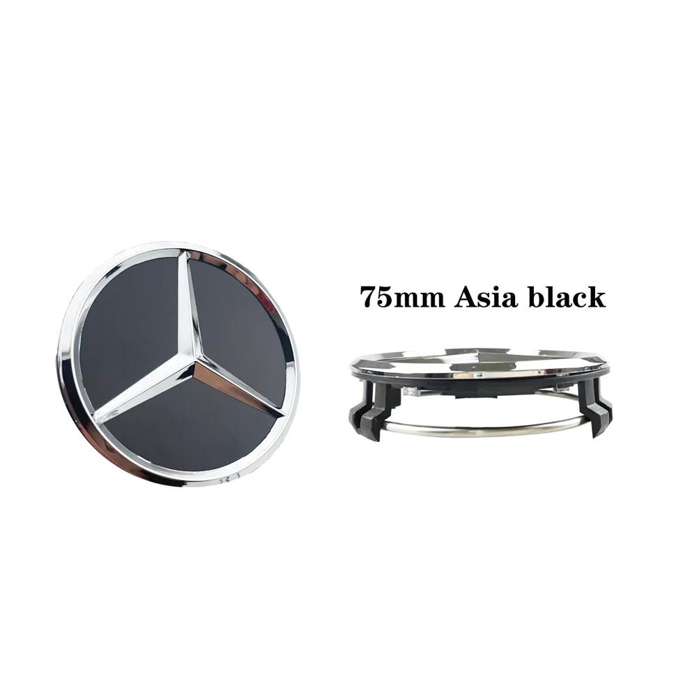 4 Stück 75mm Auto Radnabenkappen Felgen Nabenkappen Für Mercedes Benz W204 205 A B C E S CLA CLK ML GLK GLA GLB GLC CLAS Zubehör matte schwarze