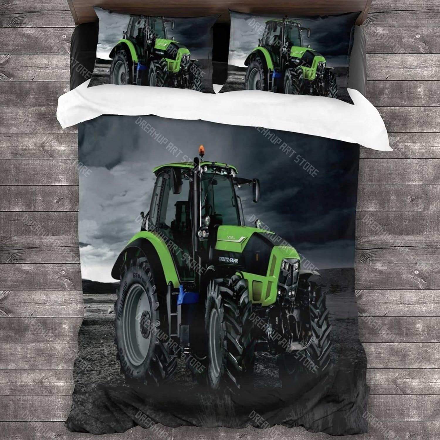 3D-Druck Traktor Bettbezug-Set Jungen Traktor Bettwäsche-Set LKW Bettwäsche-Set Landwirtschaftliches Werkzeug Wagen Bettdeckenbezug-Set EU Single 135x200cm