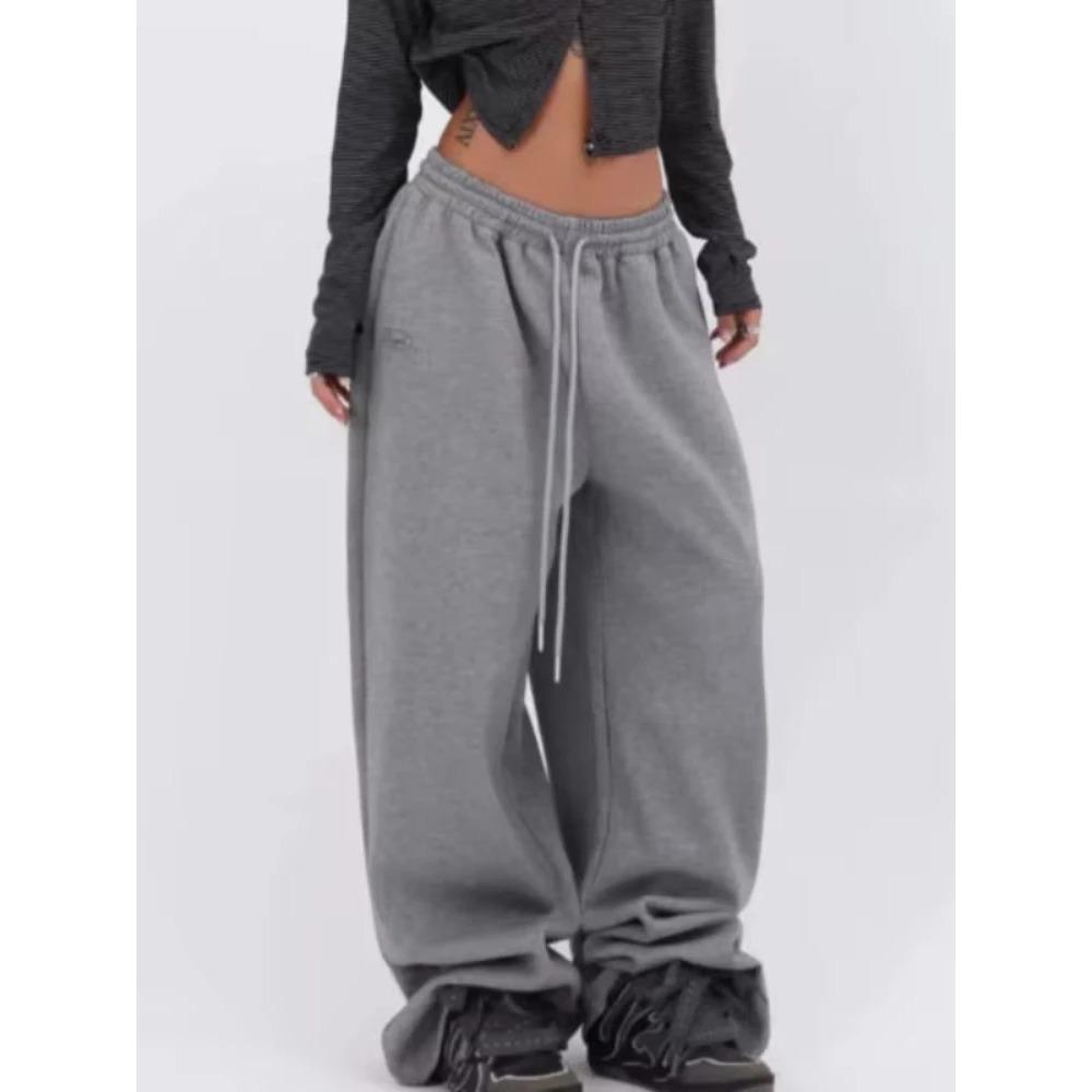 ZYLLO Y2k Graue Jogginghose Damen Vintage Hip Hop Koreanische Freizeit-Jogginghose Übergröße Harajuku Amerika Retro Hose M grau