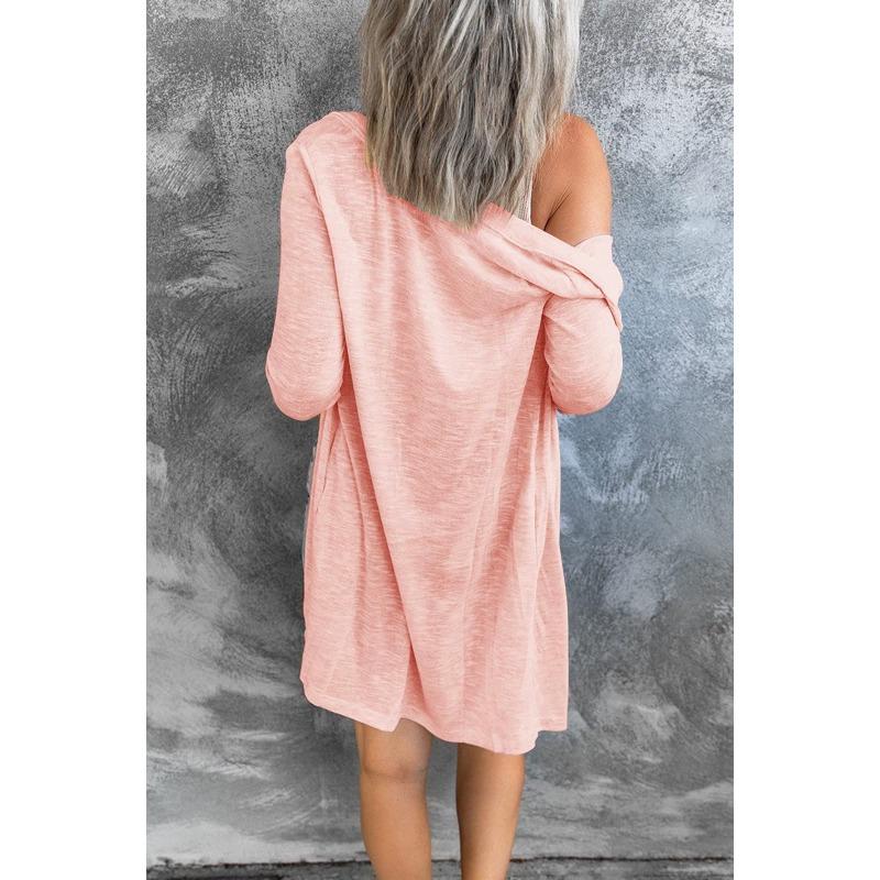 Frühling und Herbst Damen Strickjacke Übergröße Langer Knopf Einfarbig Lässige Langarm Strickjacke 4XL
