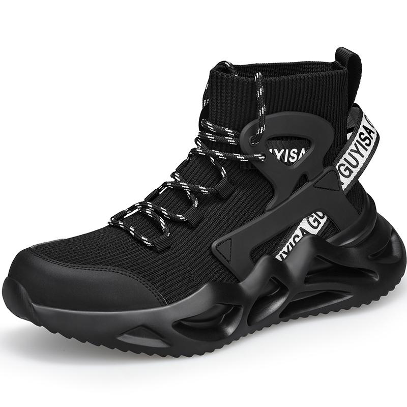 Arbeitsstiefel Herren Damen Sicherheitsschuhe Stahlkappe Socke Sicherheitsstiefel Mann Unzerstörbare Schuhe Anti-Smash Arbeitsschuhe Turnschuhe Männlich 46