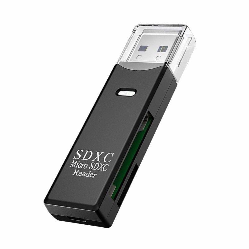 VAORLO Mini-Kartenleser USB 2.0 2-in-1 für PC, Micro-SD-TF-Karte, Speicherleser, Multi-Karten-Brenner, Adapter, Flash-Laufwerk, Laptop-Zubehör schwarz