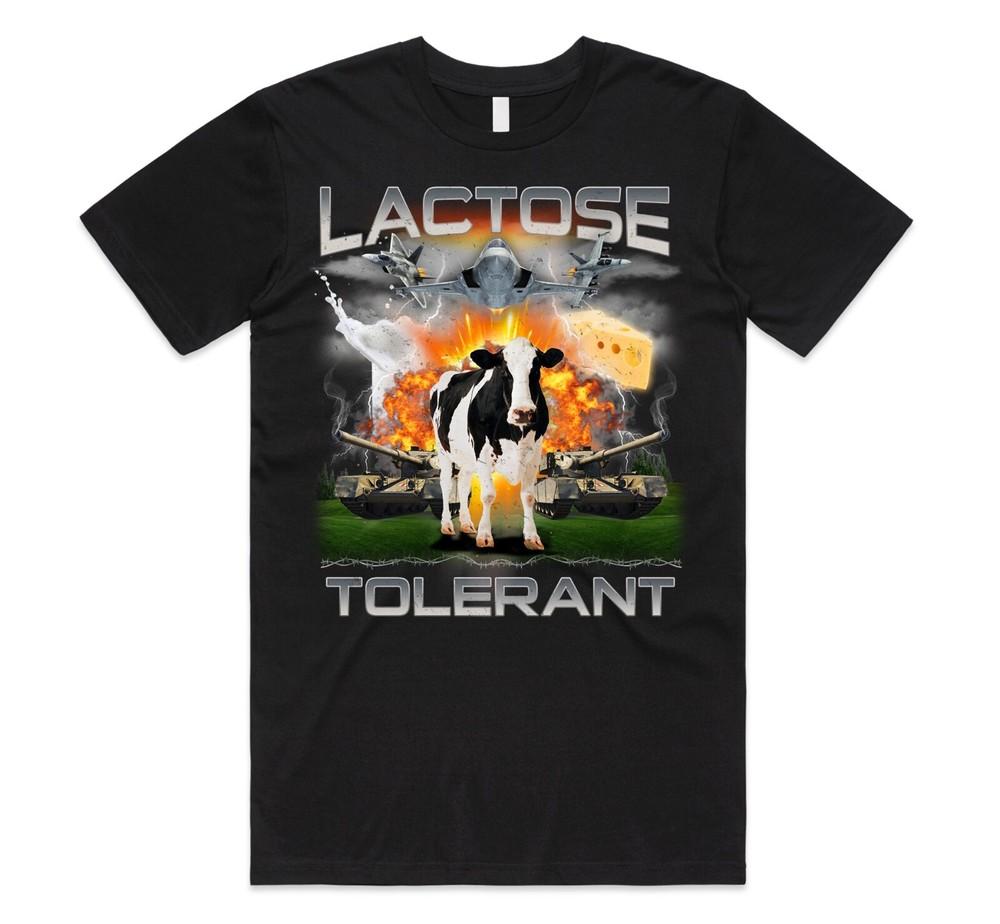Laktoseintolerant T-Shirt Top Lustiges Meme Milch Käse Diät Fitnessstudio Training Geschenk Unisex M