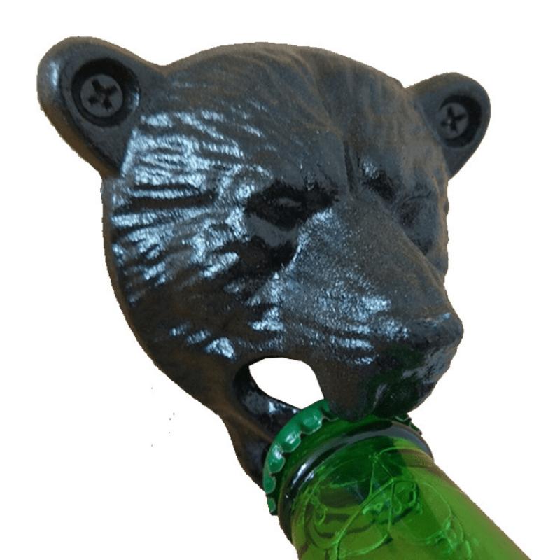 Kreativer Bärenkopf Flaschenöffner zur Wandmontage - Langlebiges Gusseisenmaterial schwarz