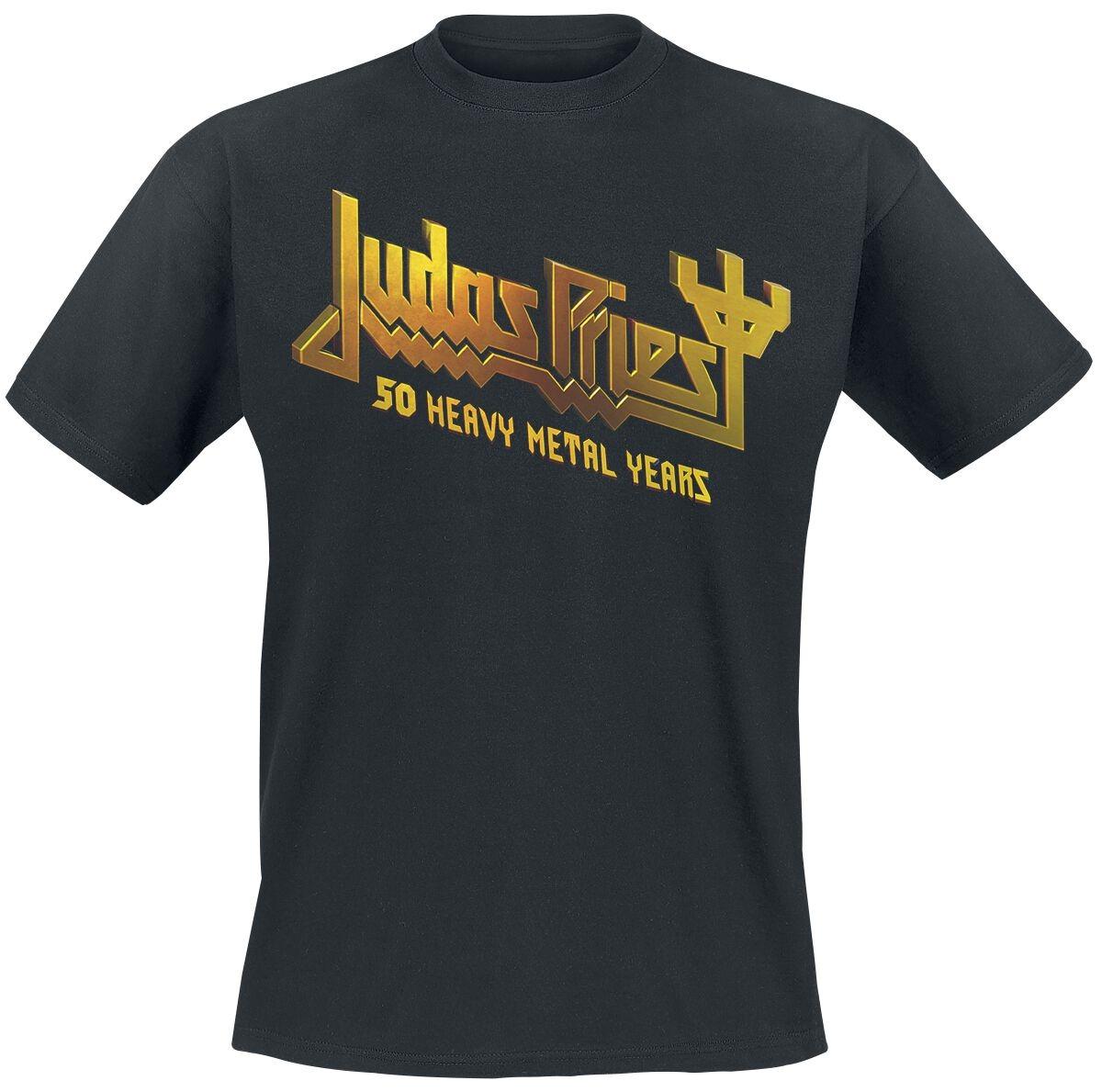 Judas Priest 50 Heavy Metal Years Logo Druck Baumwolle T-Shirt Heavy Metal Streetwear Unisex Rundhals Kurzarm T-Shirt 4XL bunt