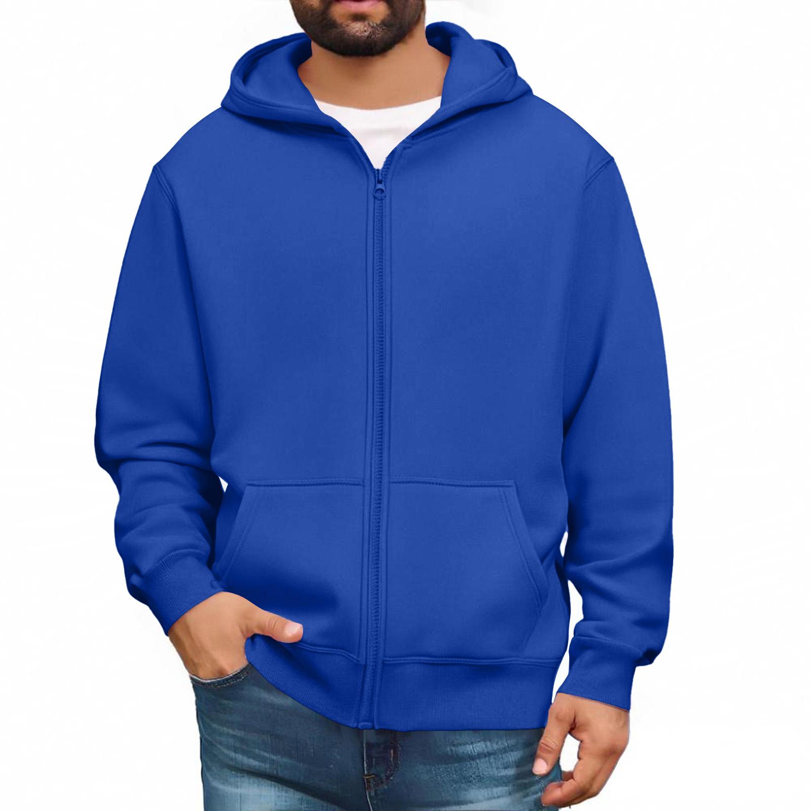 Herren Sweatshirts mit durchgehendem Reißverschluss, langärmlige Pullover-Tops, lässige und große Jacken mit Taschen M