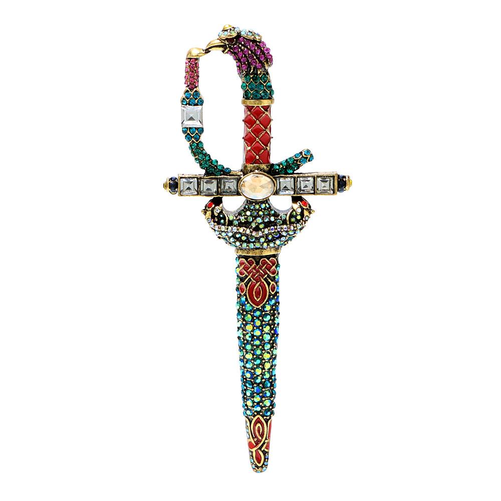 Neue Strass Vintage Schwert Brosche Für Frauen Und Männer Unisex Groß Kreative Anstecknadel Mode Personalisierter Schmuck