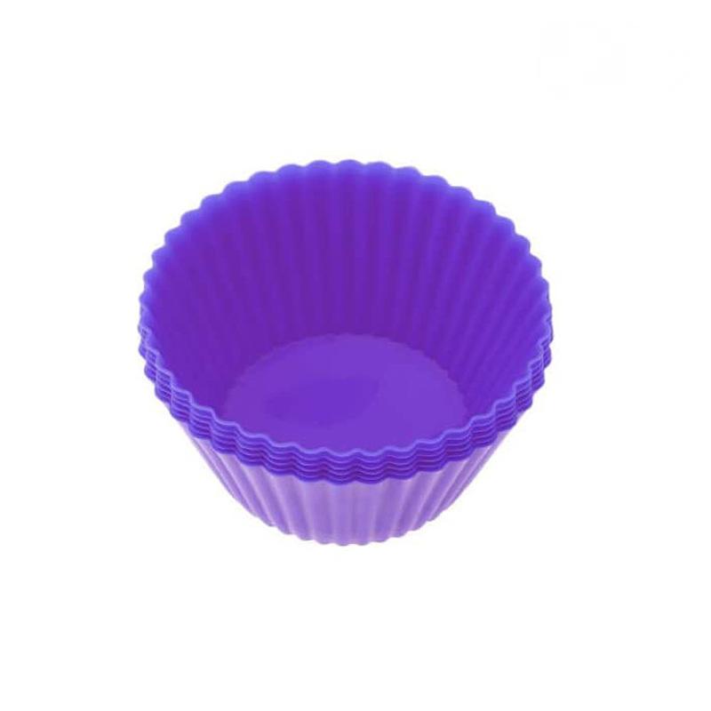 6Pcs Silikon Cupcake Mold Backformen Cupcake Liner Wiederverwendbare Muffin Backen Antihaft Formen Küche Backen Zubehör Zufällig violett