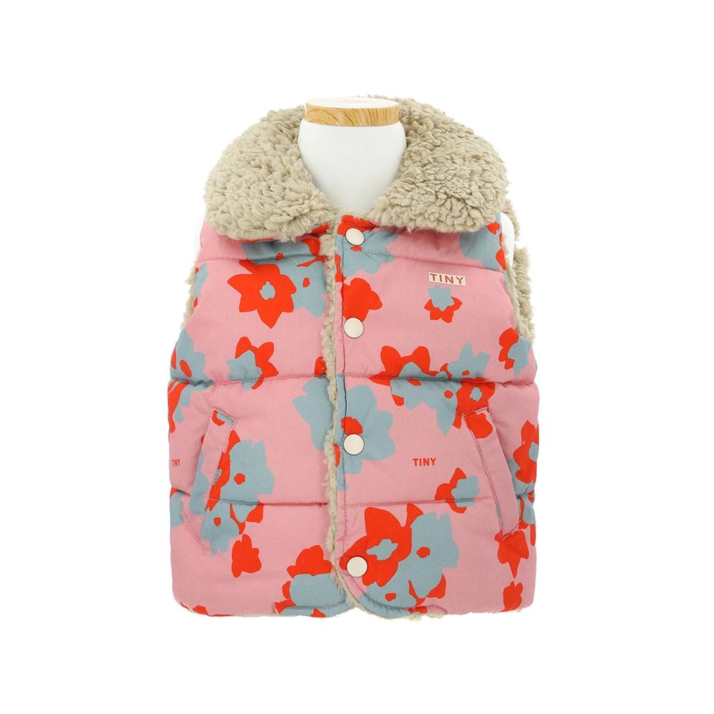 Tiny Cotton Aw24 304 P17  Blumen Wattierte Weste  Blumen Wattierte Kinderweste AW24-304 P17 (8Y)