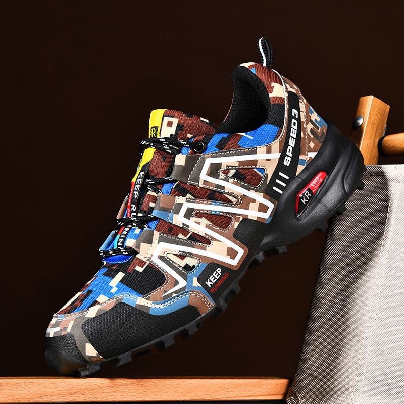 Große Größe 39-48 Wanderschuhe Herren Camouflage Sneakers Outdoor Sports Laufschuhe Kletterschuhe für Herren Rutschfeste Jogging-Trainings-Sneakers Stiefel 39 bunt