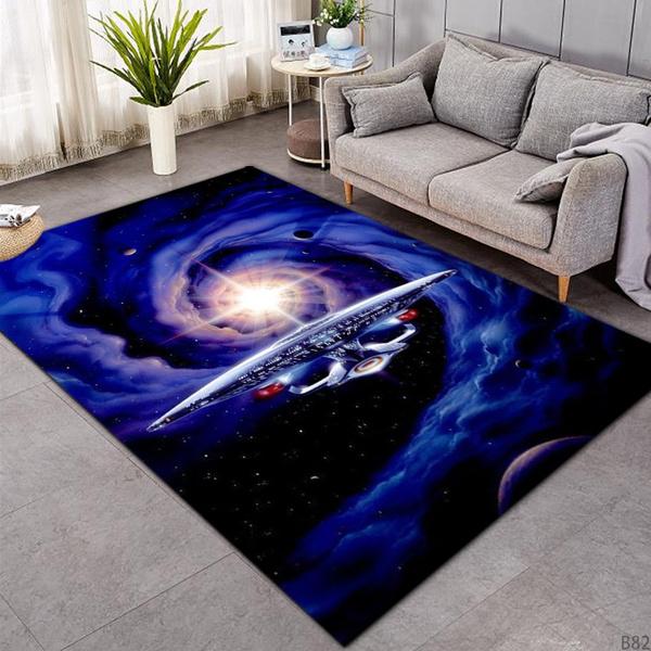 Teppiche, Star Trek-Teppich für Wohnzimmer, Schlafzimmer, Matte, rutschfeste Teppiche, Raumschiff-Planet, saugfähiger Teppich 80x160cm