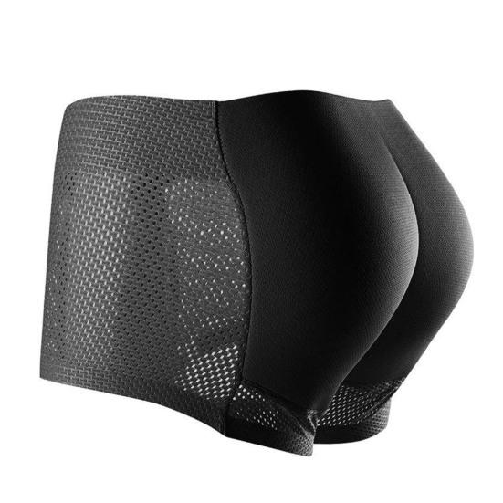 Atmungsaktive Mid-Rise Unterhosen für Herren, einfarbig, Po-Lifting Shaper, Hüftpolster-Shorts, Panties, Fake-Po, Nahtlose Unterwäsche L schwarz