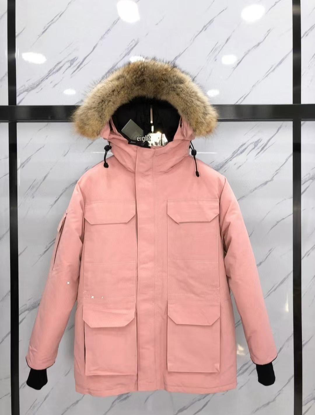Canada Goose Expedition Unisex Daunenjacke mit Wolfsfell XXL rosa