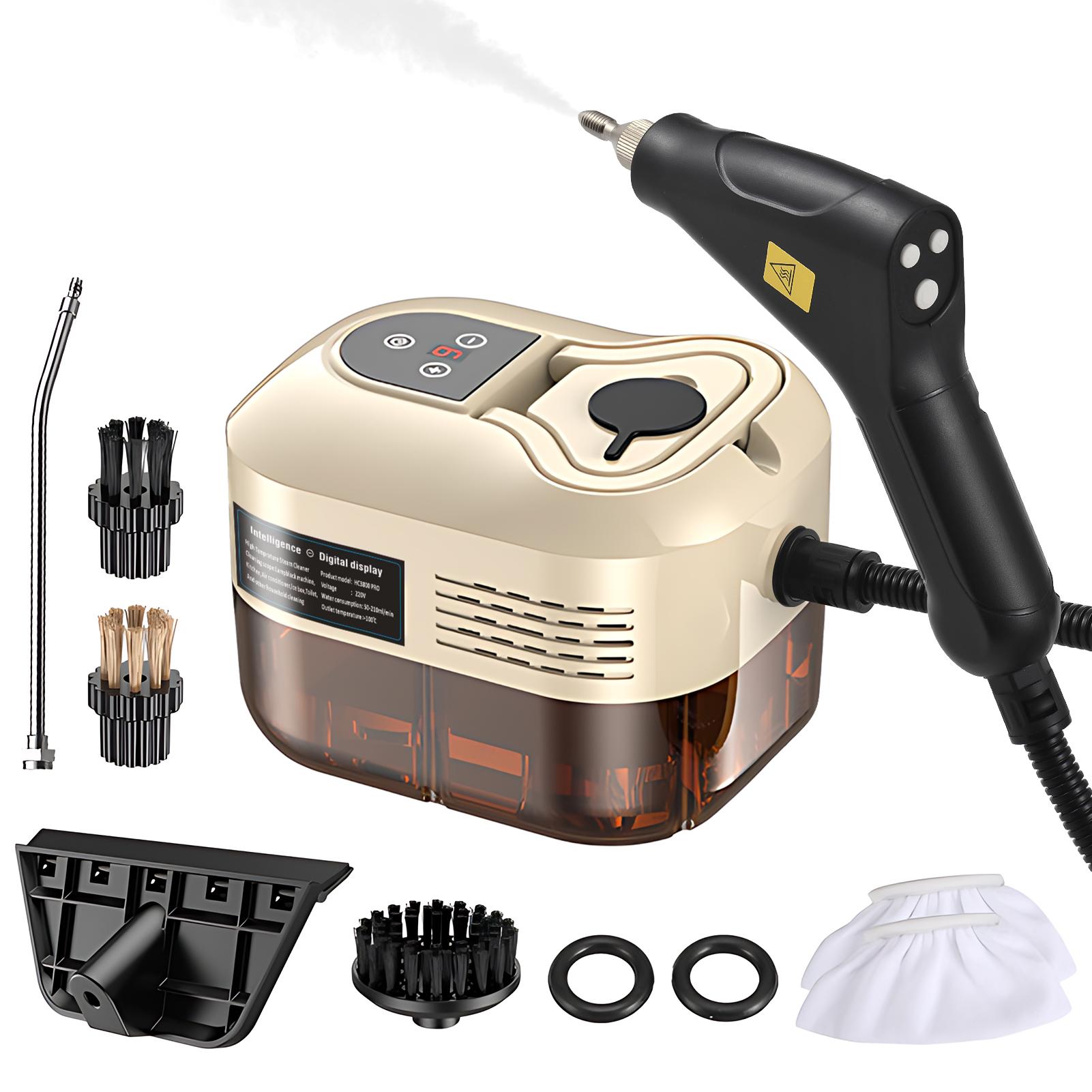 Handheld Multi-Oberfläche Dampfreiniger mit 6 Stück Zubehör Touchscreen 6 Stufen einstellbar EU Plug beige