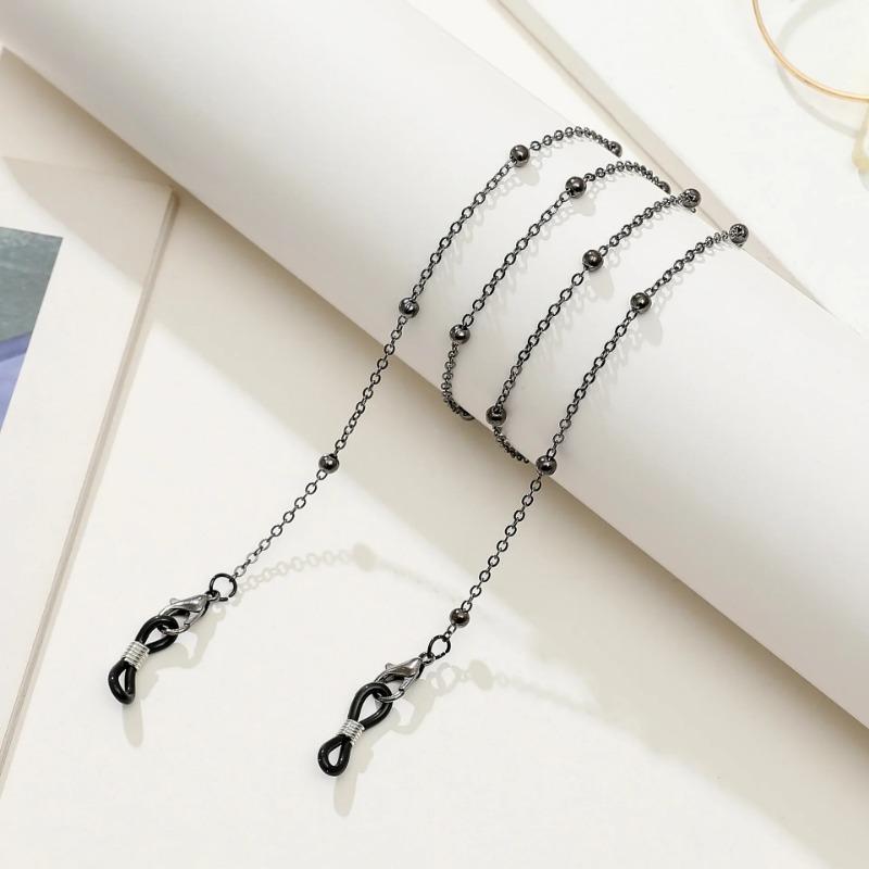 Modische Brillenperlen-Brillenkette für Frauen, Sommerperlen zum Aufhängen, Maskenband, handgefertigte Halskette, Sonnenbrillen-Lanyard one size schwarz