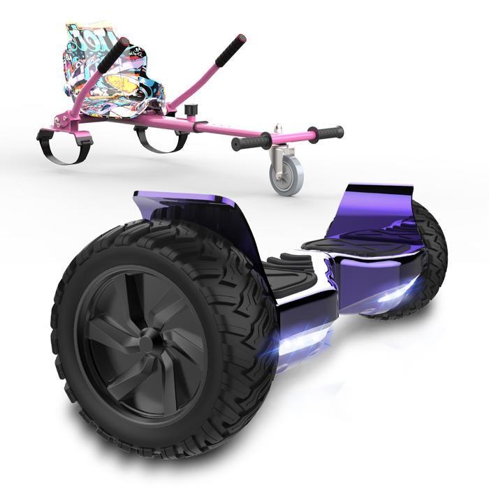 RCB Hoverboard 8,5 Zoll + Kart 2-in-1 – APP – Elektrisches Go-Kart – Ideales Geschenk für Kinder – Lila