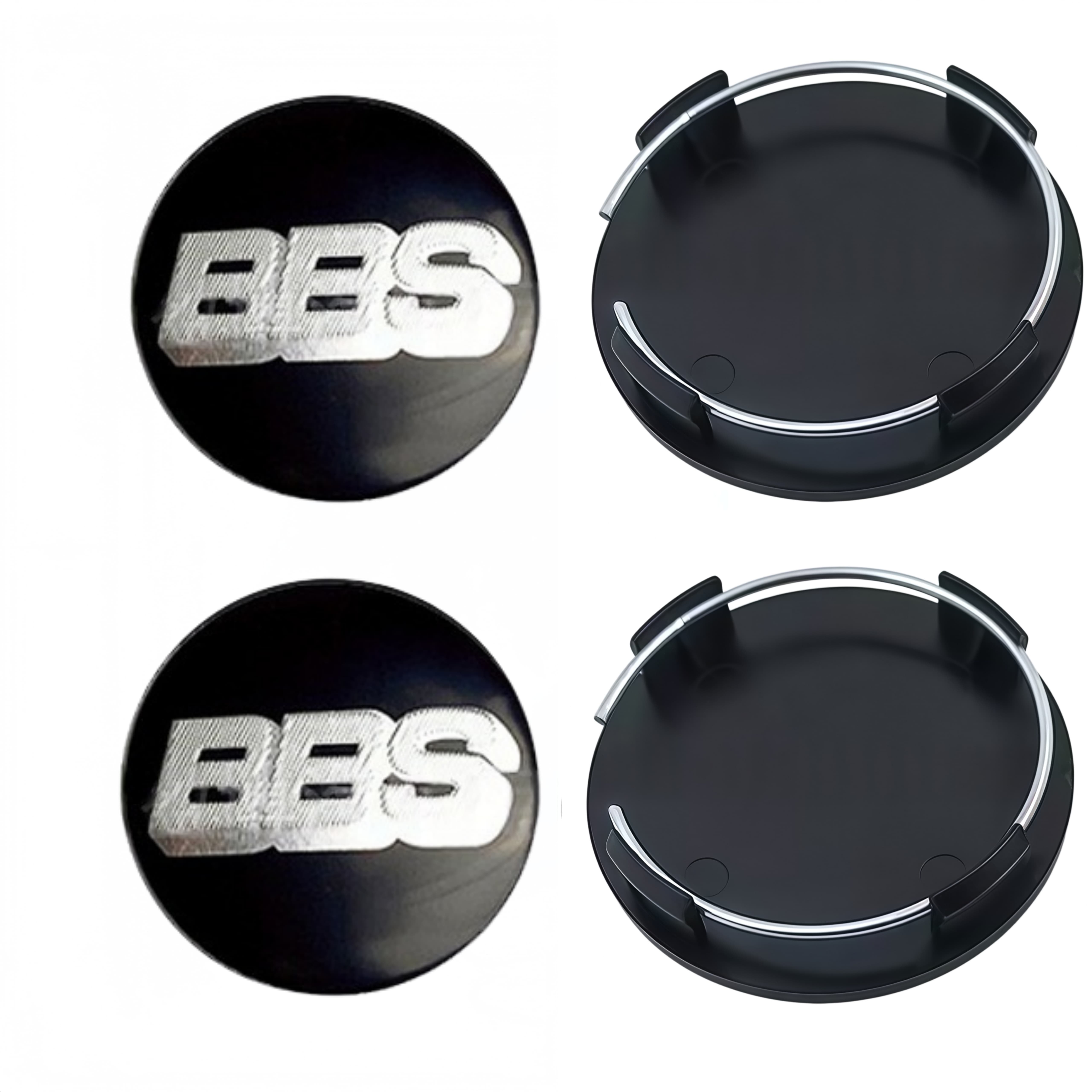 4 Stück 65mm BBS Logo Emblem Plakette Auto Radnabendeckel Räder Radkappen Auto Nabenfelgenabdeckung Ersatz Auto Zubehör Black Silver schwarz