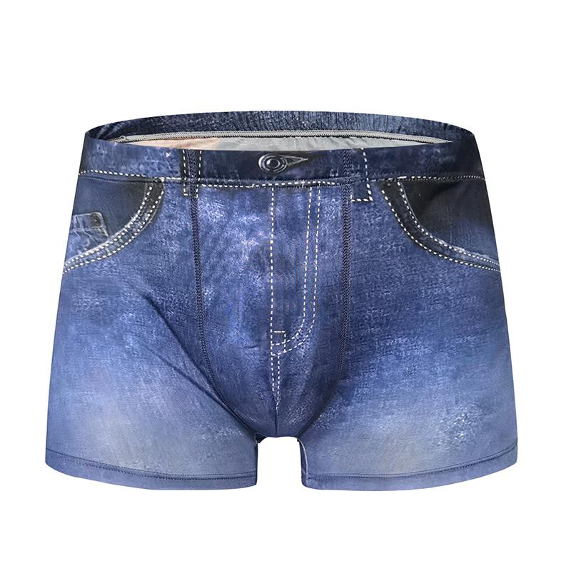 Herren Stretch Digitaldruck Slips Mid-Rise Thin-Cut Atmungsaktive Unterwäsche Schnelltrocknende Atmungsaktive Slips XL dunkelblau