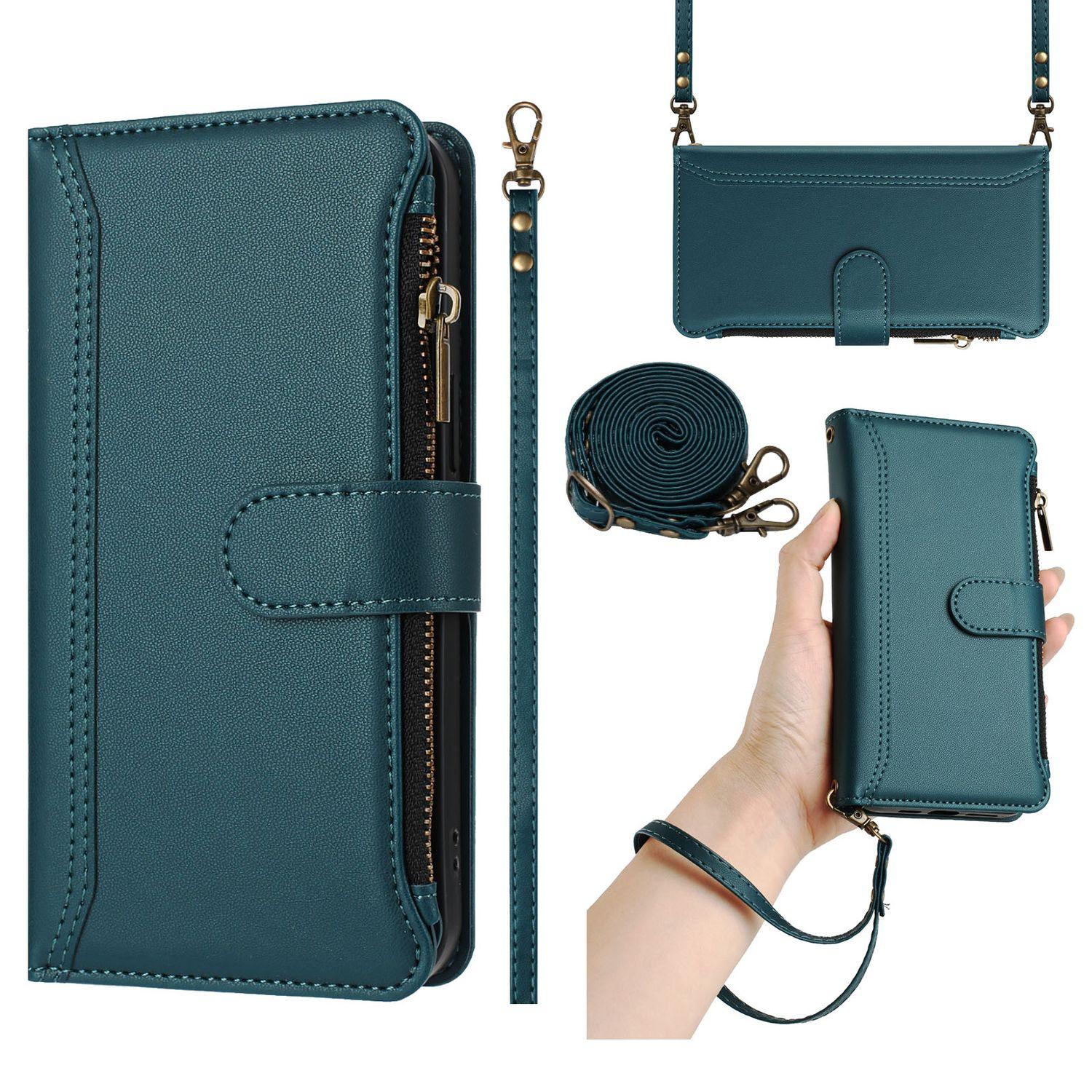 Leder Wallet Klapphülle für Samsung Galaxy S26 S25 S24 S23 S22 S21 S20 Ultra Plus FE Edge S10 S9 S8 S7 Edge Crossbody-Gurt und Handgelenkschlaufe Samsung Galaxy S23 Ultra
