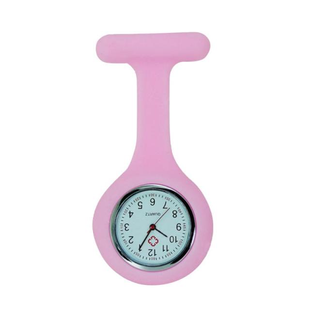 Hochwertige Silikon-Krankenschwesteruhr, solide medizinische Taschenuhr, Pin-Taschenuhr, Hängeuhr, Brosche, Dekor, Quarz rosa