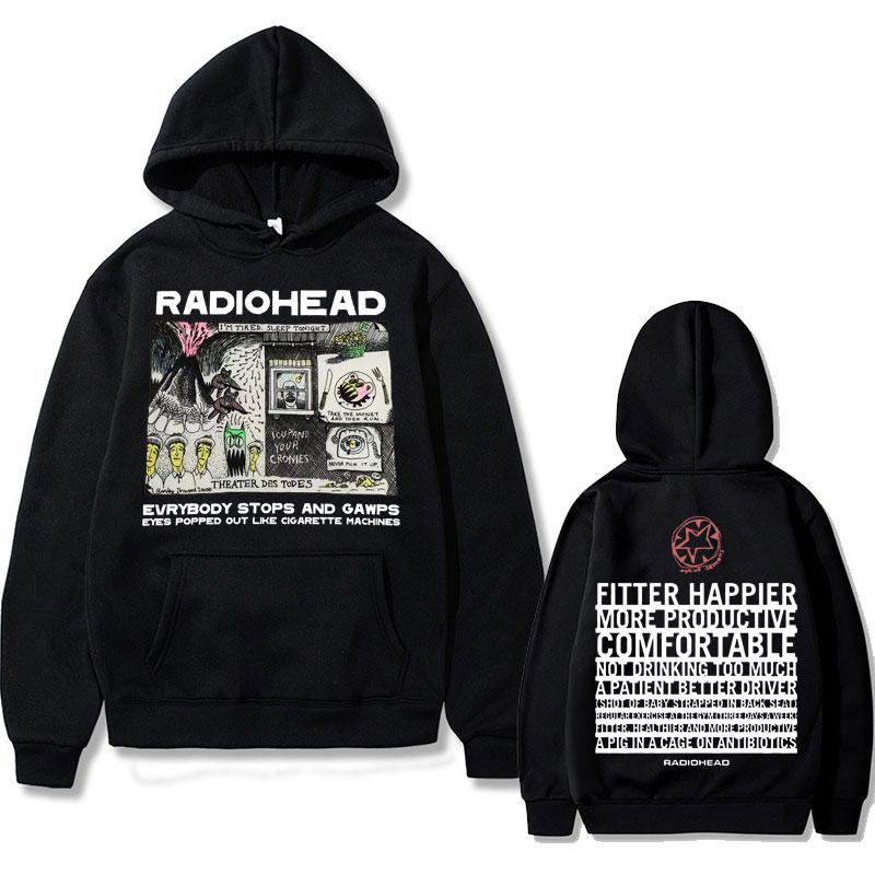 Britische Vintage Rock Band Hoodies Radiohead Evrybody Stops und gafft Augen sprangen wie Zigarette L