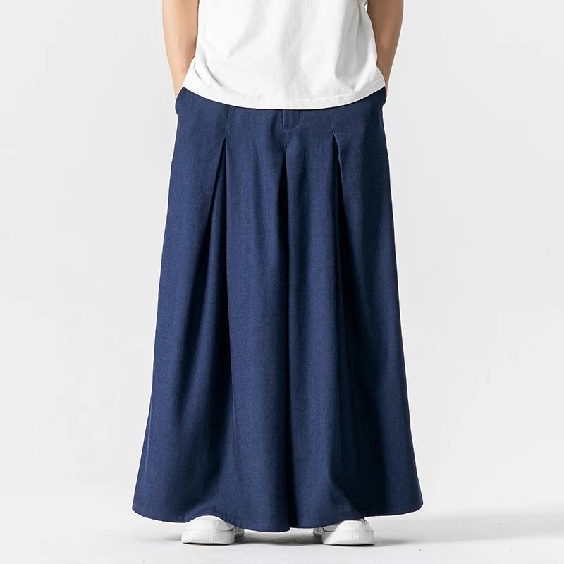 Frühling Sommer Männer Vintage Breite Bein Hosen Männer Harajuku Casual Harem Hosen Männlichen Streetwear Jogging Frauen Rock Hosen XL dunkelblau