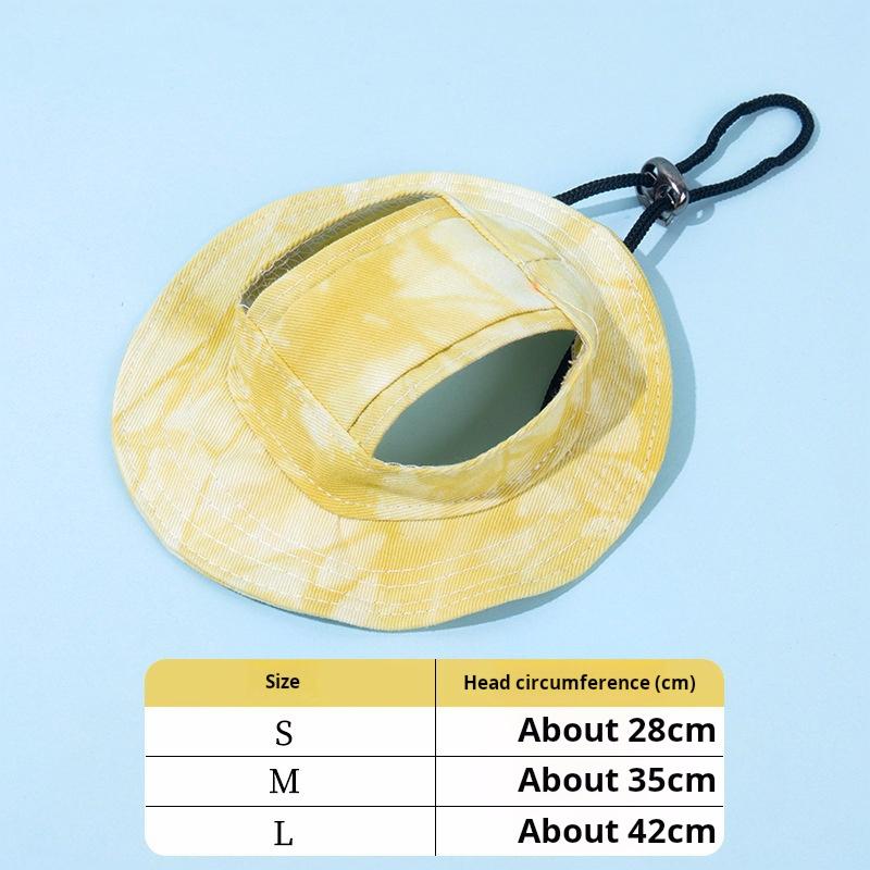 Baseballkappe, Hundemütze, Outdoor-Sportmütze, Haustiermütze mit Ohrlöchern, kleine Hunde, verstellbare Hunde-Sonnenschutzmütze für kleine und mittelgroße Hunde, zarter Schmuck L gelb