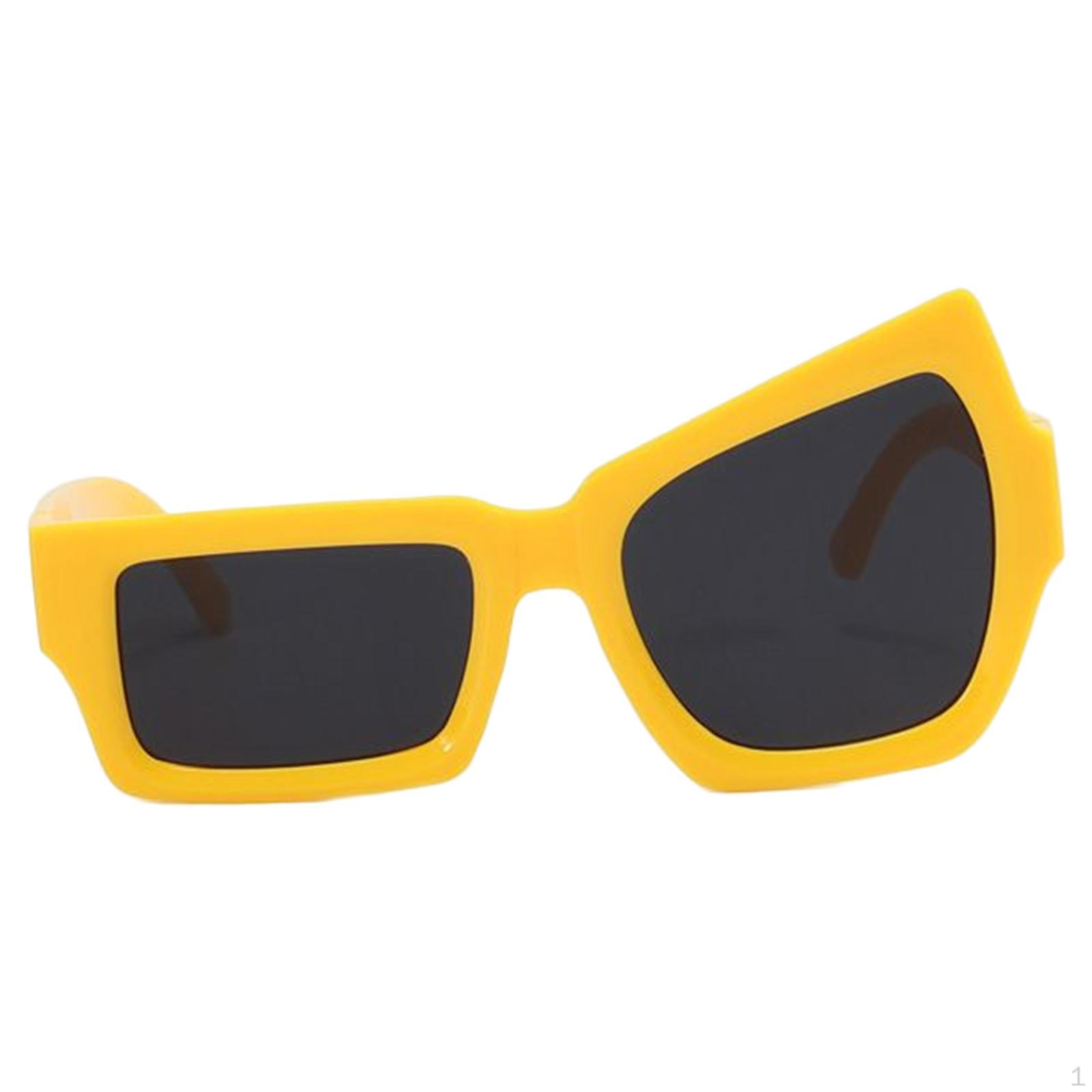 Sonnenbrille, Retro-asymmetrische Unisex-Brille, lustige Brille für Männer und Mädchen, Geburtstagsfeier gelb