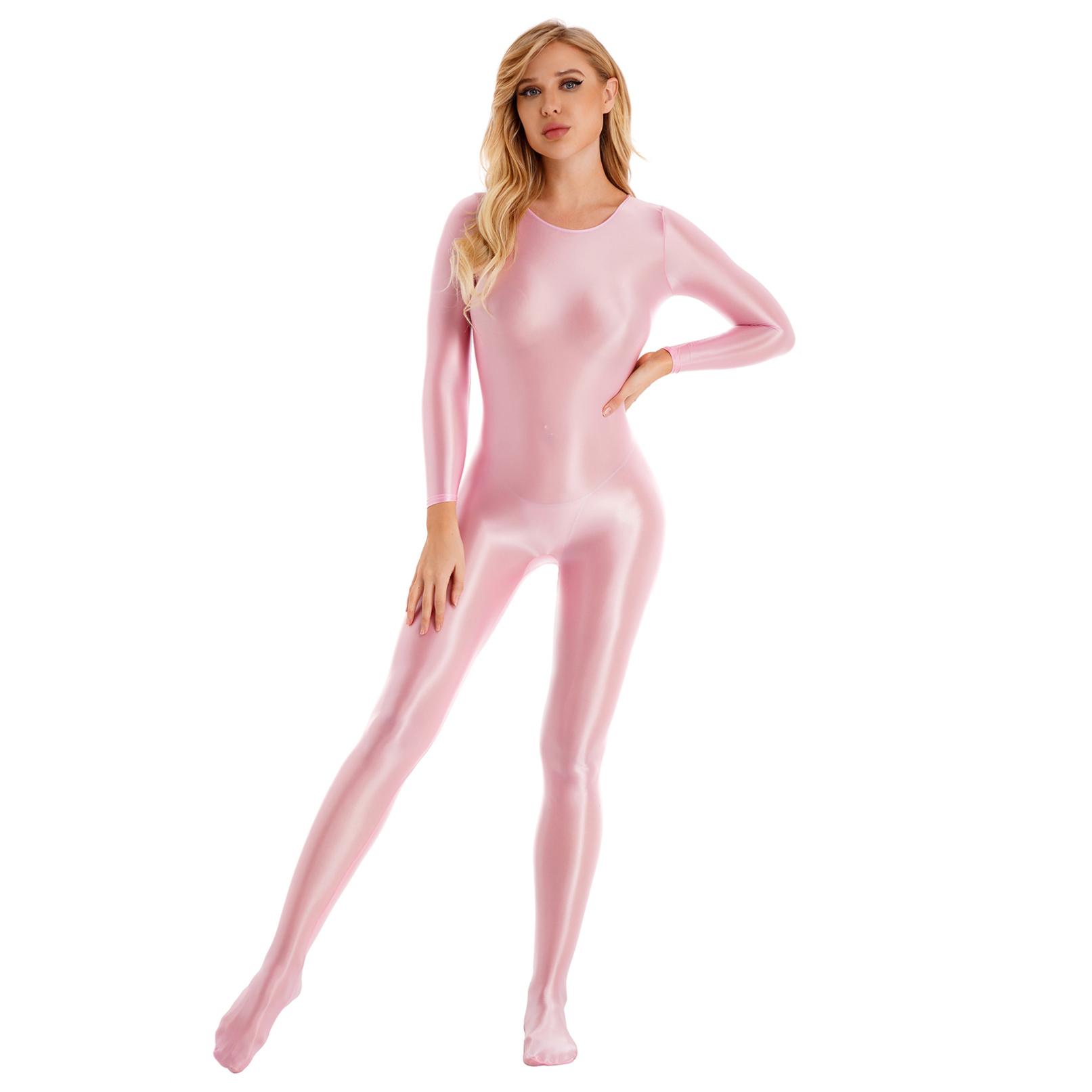 Einteiliger Catsuit-Body für Damen, figurbetont, Ganzkörper-Overall, Strampler M rosa