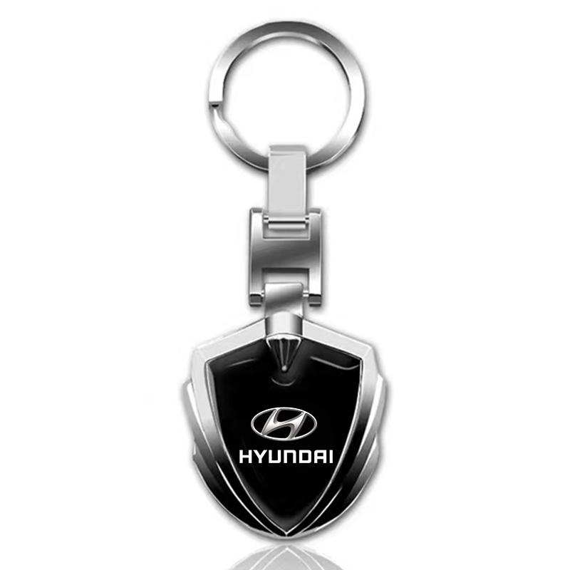 1 Stück Autoemblem Styling Metall Schlüsselanhänger Schildförmiger Schlüsselanhänger Für Hyundai Accent AMICA Aslan Azera DYNASTY Elantra Equus Galloper schwarz
