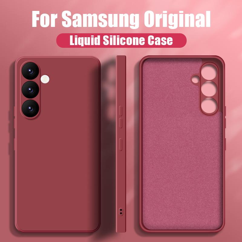 Für Samsung A56 A16 A36 A55 A15 A35 A54 5G Hülle Flüssigsilikon Handyhülle Für Samsung Galaxy S25 Ultra S24 FE S23 S22 S26 S21 A17 A37 A57 Cover Candy Galaxy S21 Plus wein rot