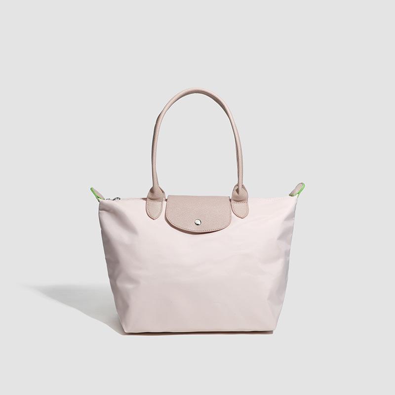 Taschen für Damen, Knödeltaschen aus Nylongewebe, leichte, wasserdichte Tragetaschen, Umhängetaschen mit einer Schulter für Pendler Small size beige