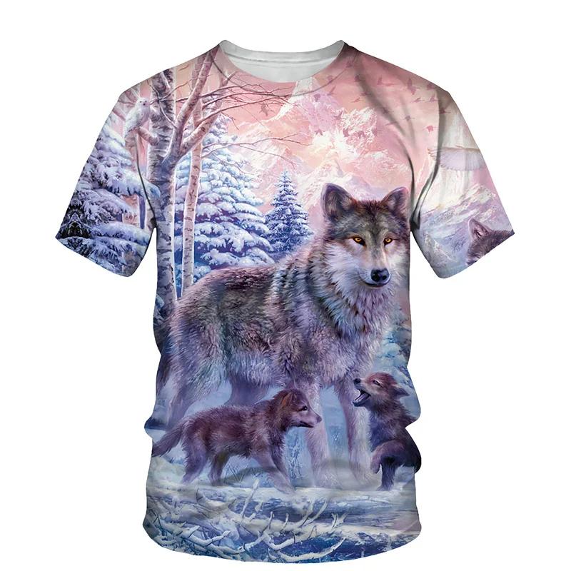 Tier Wolf Muster 3D Druck Männer Oansatz T-shirt Fashion Tees Casual Kurzarm Übergroßen Y2K Harajuku Unisex Kleidung 3XL gray