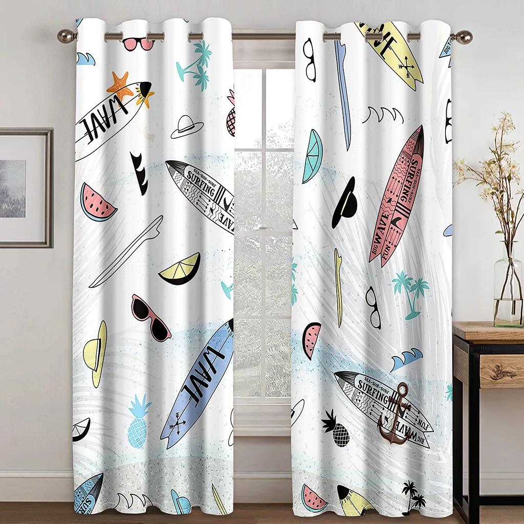Kreative Graffiti Skateboard Vorhänge Minimalistisch Klassisch 2 Paneele Wohnzimmer Schlafzimmer Küche Balkon Fensterdeko Vorhänge 150W250H(CM)X2PCS&Grommet Top