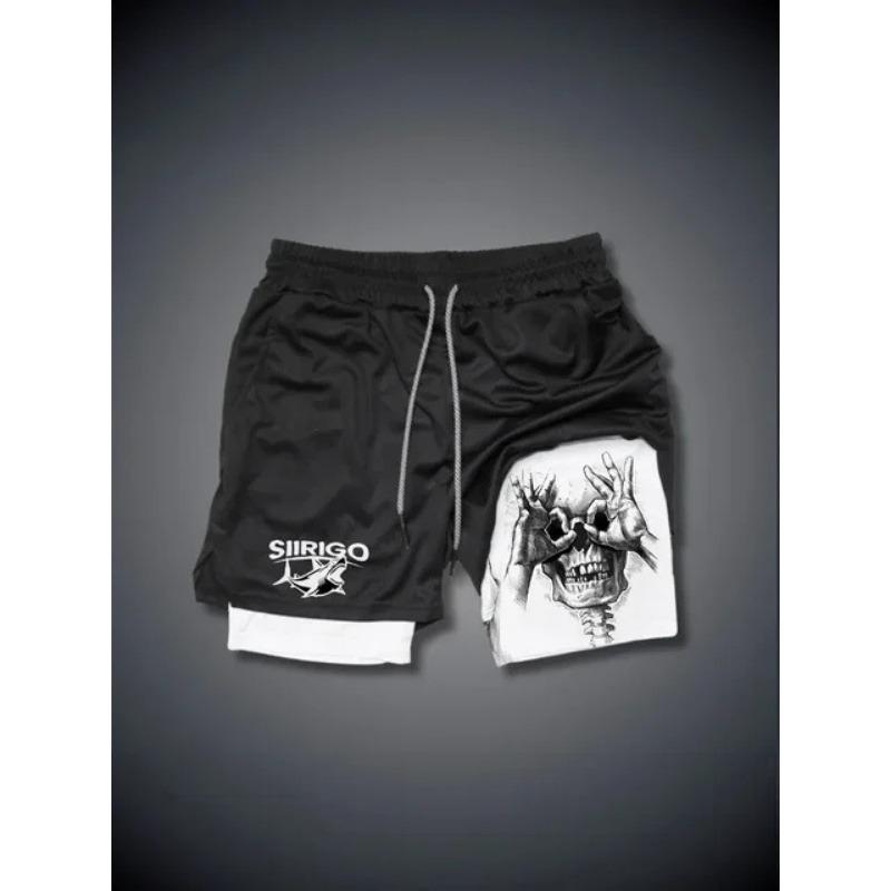 Neue Sommer Herrenshorts Doppellagig 2-in-1 Fitness Sport und Freizeit Mittelhose L