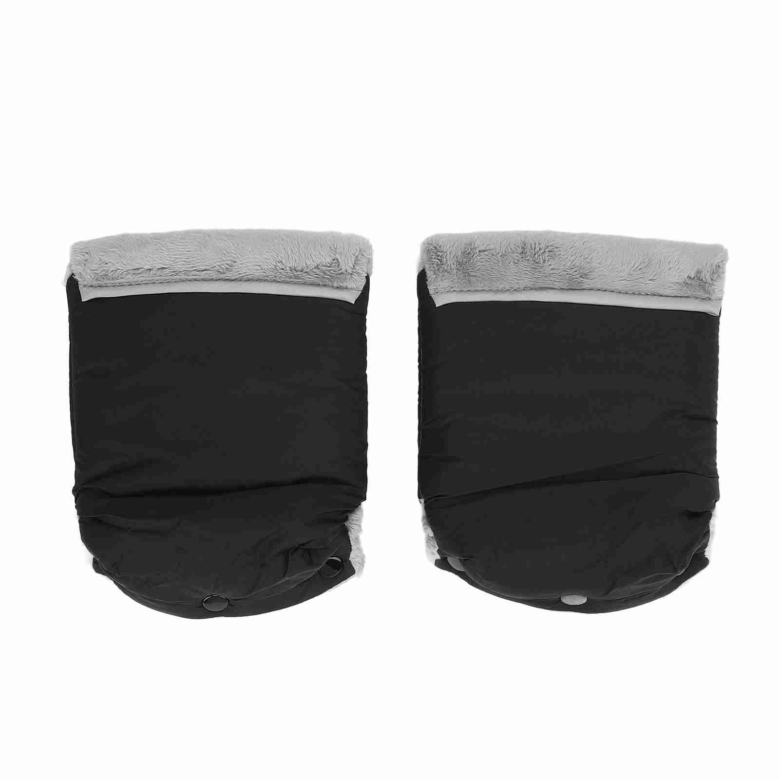 2 Stück Kinderwagen Handmuff Winddichter Kinderwagen Handwärmer Verdickte Aufgeplüschte Winter Anti-Frost Handschuhe schwarz
