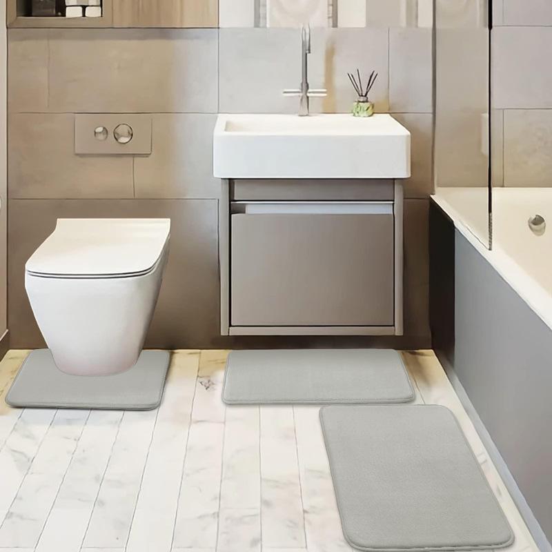 Rutschfeste, Saugfähige, Schmutzabweisende Badematten - Einfache Flanell-Fußmatten 3-Piece Set (Memory Foam)