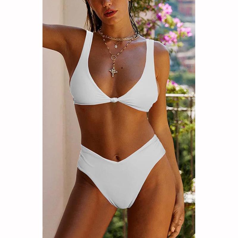 2025 neue Sexy Solide Bademode Badeanzug Frauen Zwei Stück Bikinis Set Badeanzug Strand Weiblichen Push-Up Biquinis XXL weiß