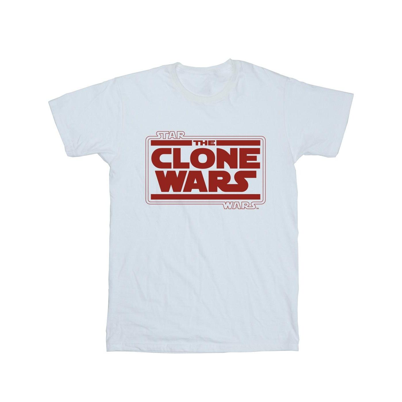 Star Wars Herren-T-Shirt mit Clone Wars-Logo M weiß