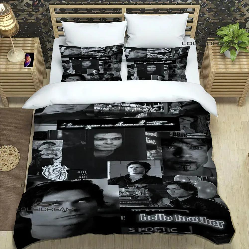 The Vampire Diaries Damon Salvatore Bettwäsche-Sets exquisites Bettwaren-Set Bettbezug Bettdecke Bettwäsche Geburtstagsgeschenk AU Double(180*210cm)3pcs